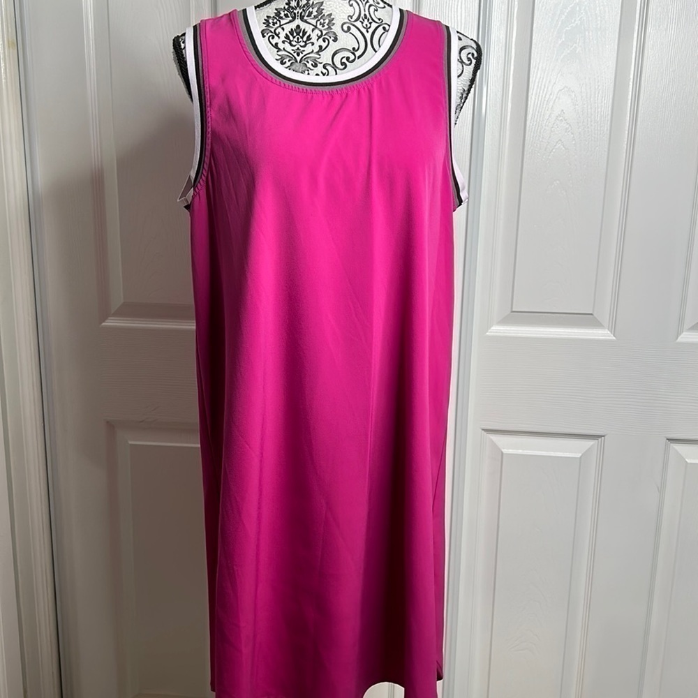 ABS Allen Schwartz Bright Pink Sleeveless Dress Shift L Barbiecore